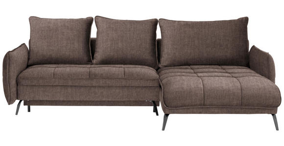 ECKSOFA Dunkelbraun Flachgewebe  - Dunkelbraun/Schwarz, LIFESTYLE, Textil/Metall (273/180cm) - Hom`in