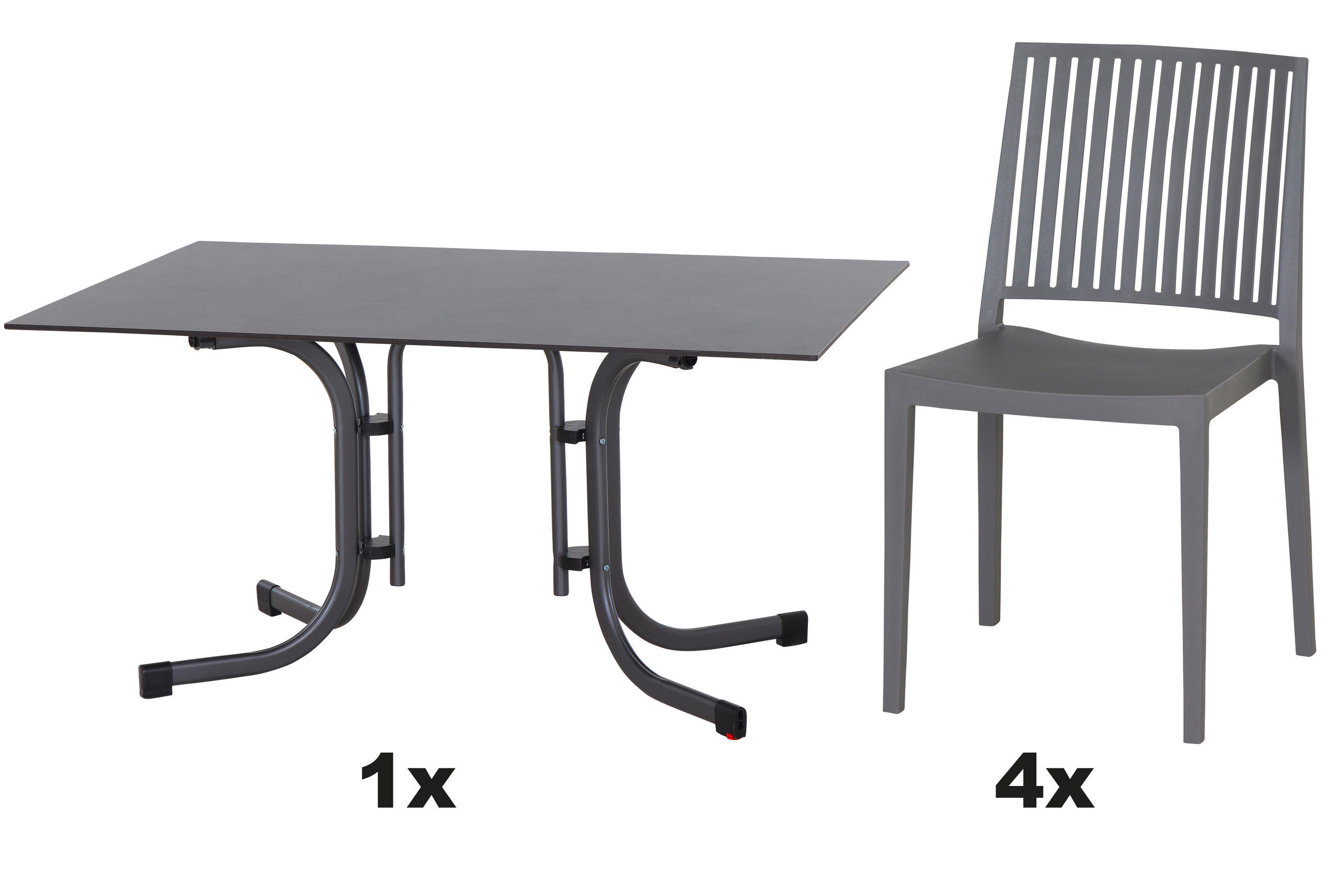GARTENGARNITUR 5-teilig Stahl  - Grau, Basics, Kunststoff/Metall (90/80/140cm) - Siena Garden