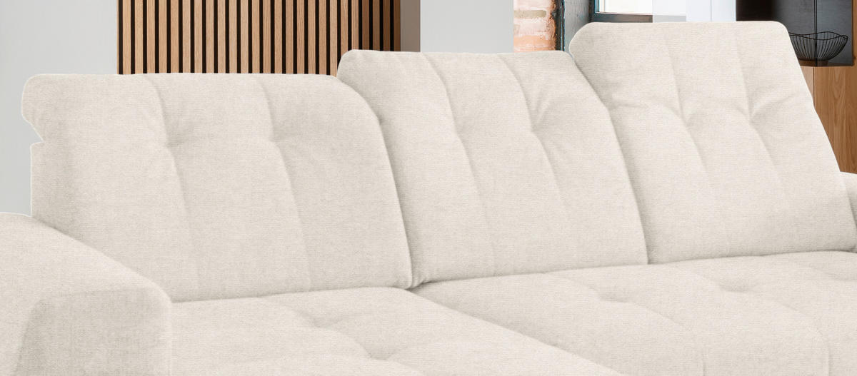SALON PANORAMIQUE in Mikrofaser Creme  - noir/crème, Modern, textile/métal (180/337/200cm) - Livetastic