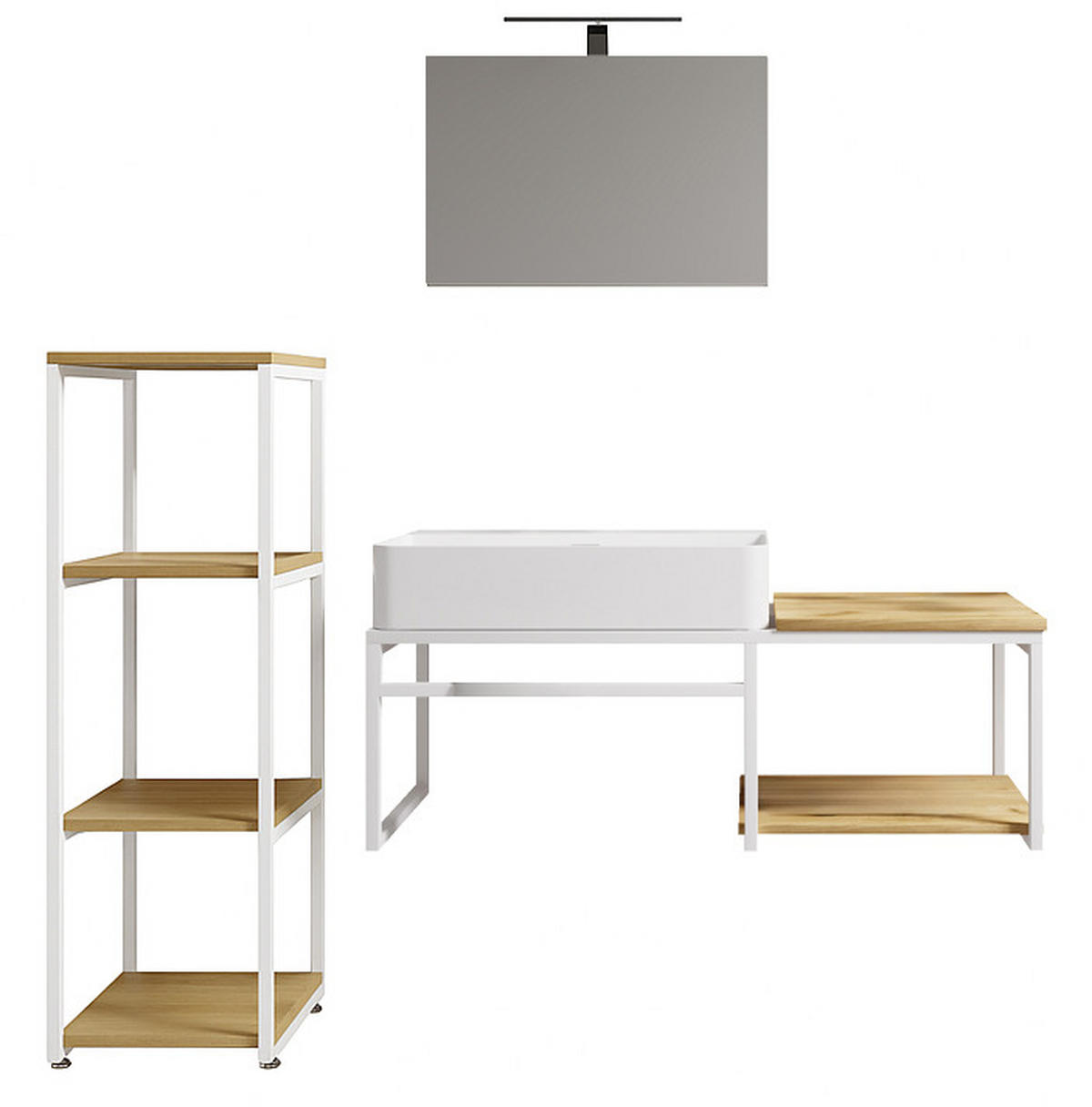 BADEZIMMER 4-teilig  in 135 cm  - Honigeiche/Schwarz, MODERN, Glas/Keramik (135cm) - MID.YOU