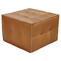 HOCKER Holz, Leder Cognac  - Cognac/Schwarz, Lifestyle, Leder/Holz (65/44/65cm) - Landscape