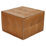 HOCKER in Holz, Leder Cognac  - Cognac/Schwarz, LIFESTYLE, Leder/Holz (65/44/65cm) - Landscape