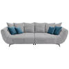 BIGSOFA in Webstoff Hellgrau  - Edelstahlfarben/Hellgrau, LIFESTYLE, Textil/Metall (300/79/133cm) - Hom`in
