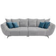 BIGSOFA in Webstoff Hellgrau  - Edelstahlfarben/Hellgrau, LIFESTYLE, Textil/Metall (300/79/133cm) - Hom`in