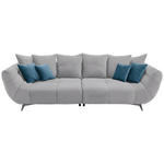 BIGSOFA in Webstoff Hellgrau  - Edelstahlfarben/Hellgrau, LIFESTYLE, Textil/Metall (300/79/133cm) - Hom`in