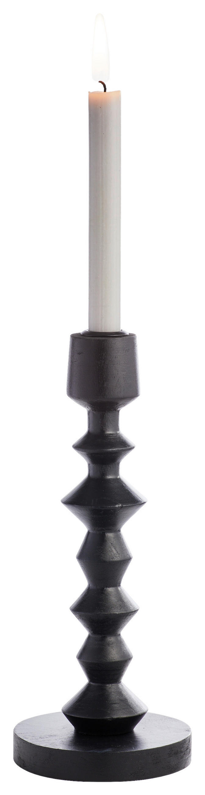 KERZENHALTER - Schwarz, Design, Holz/Metall (12/38,5cm) - Ambia Home