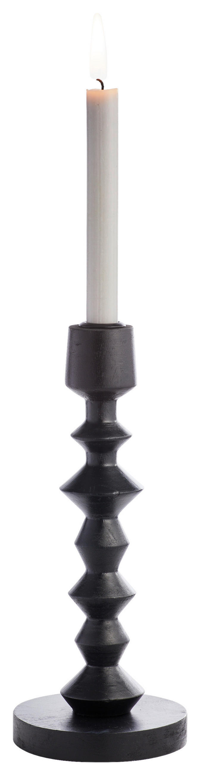 KERZENHALTER - Schwarz, Design, Holz/Metall (12/38,5cm) - Ambia Home