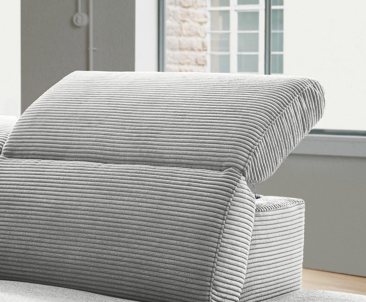 ECKSOFA in Cord Grau  - Schwarz/Grau, Design, Textil (290/223cm) - Pure Home Lifestyle