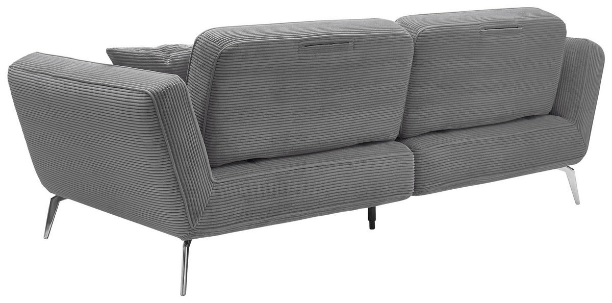 3-SITZER-SOFA Cord Grau  - Chromfarben/Schwarz, KONVENTIONELL, Kunststoff/Textil (260/90/125cm) - SetOne by Musterring