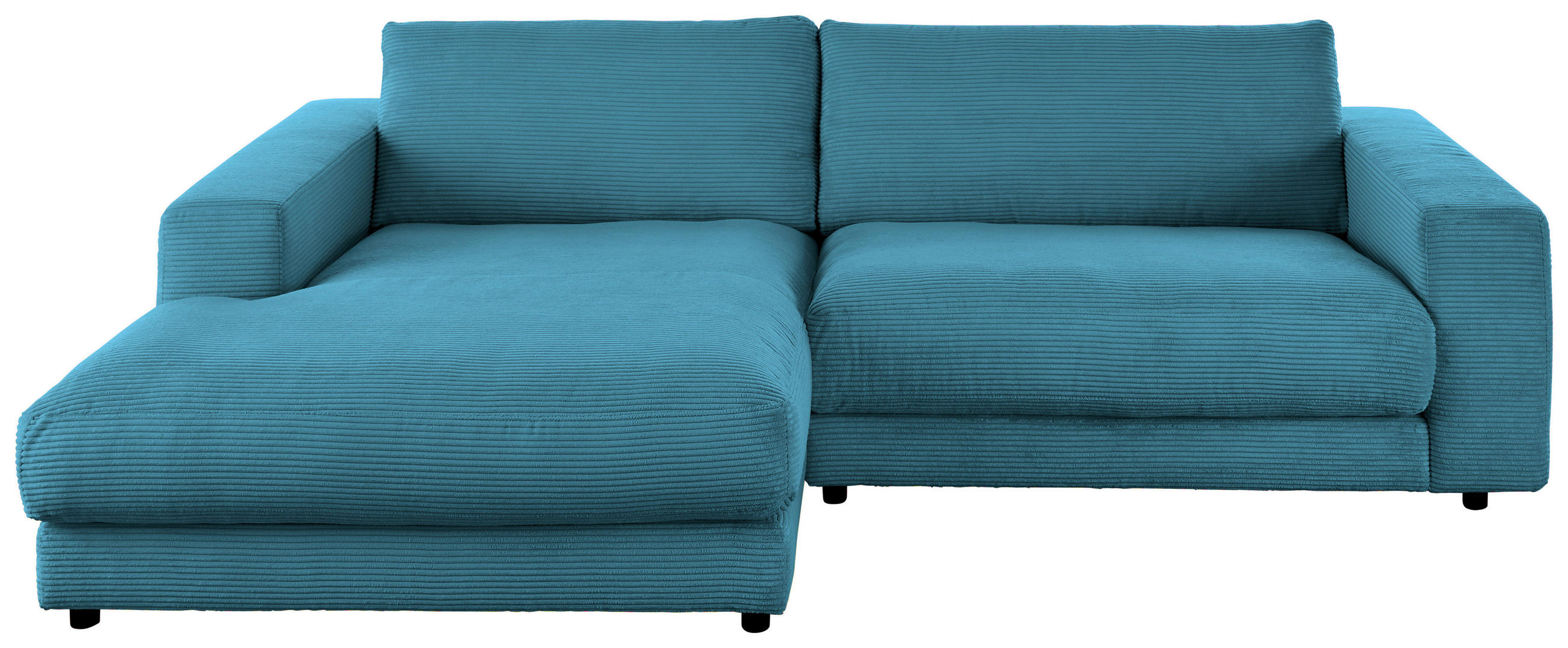 ECKSOFA in Cord Petrol  - Petrol/Schwarz, Design, Kunststoff/Textil (190/270cm) - Lomoco