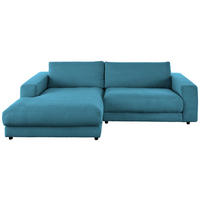 ECKSOFA in Cord Petrol  - Petrol/Schwarz, Design, Kunststoff/Textil (190/270cm) - Lomoco