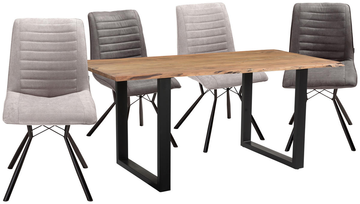 JEDÁLENSKÝ STÔL, akácia, čierna, farba akácie, 160/85/76 cm - čierna/farba akácie, Lifestyle, kov/drevo (160/85/76cm) - Linea Natura