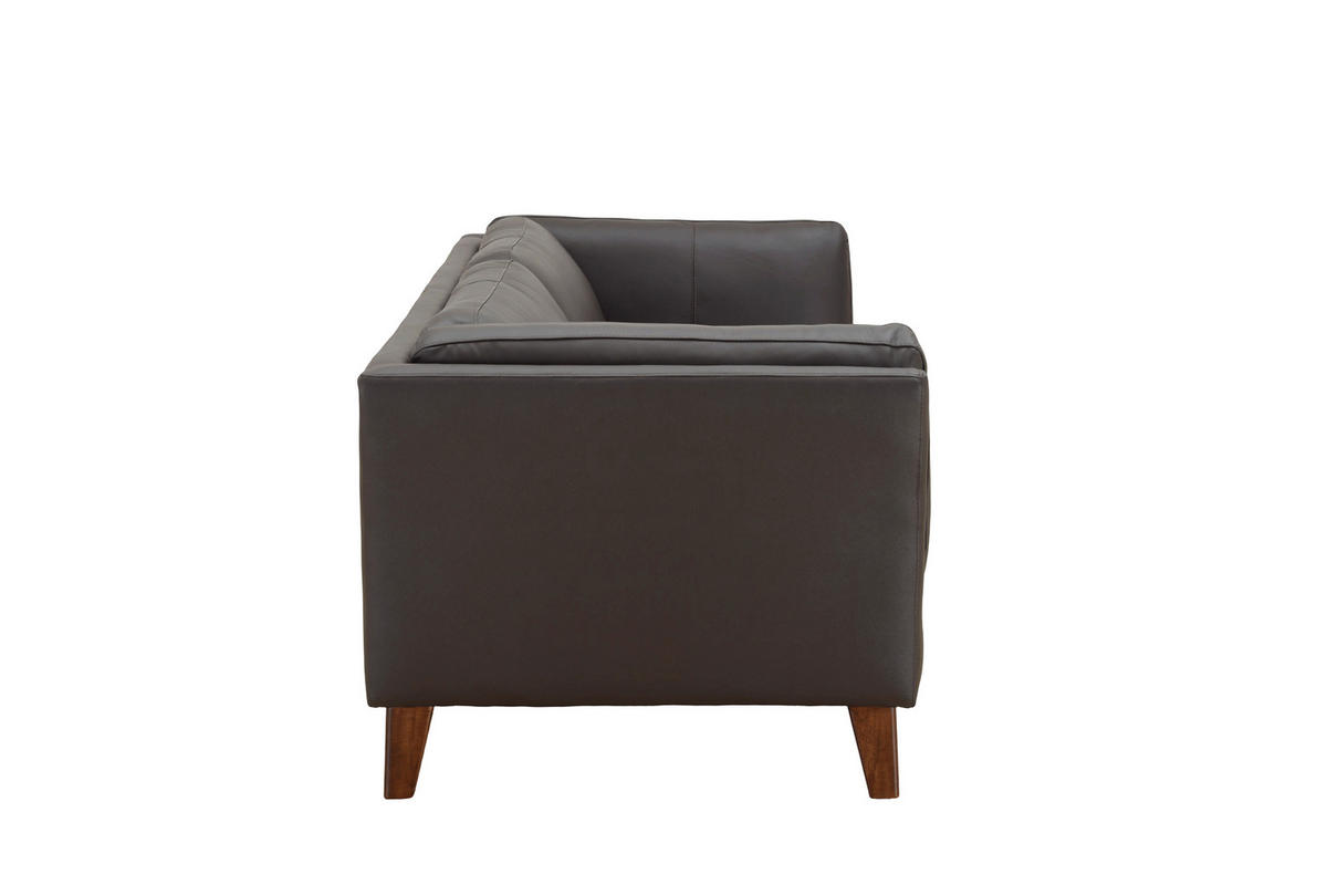 3-SITZER-SOFA SERA Echtleder Lederlook Braun  - Dunkelbraun/Braun, Design, Leder/Holz (190/72/88cm) - Livetastic