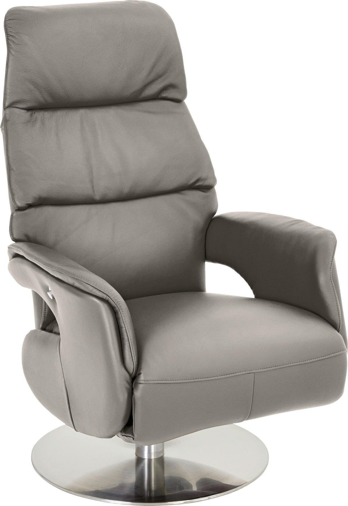 RELAXSESSEL Metall, Leder Grau, Edelstahlfarben  - Edelstahlfarben/Grau, Design, Leder/Metall (71/107/80cm) - Welnova