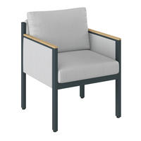 KŘESLO NA TERASU, dřevo, kov, textil - šedá/barvy teak, Design, kov/dřevo (61,5/73/65cm) - Amatio