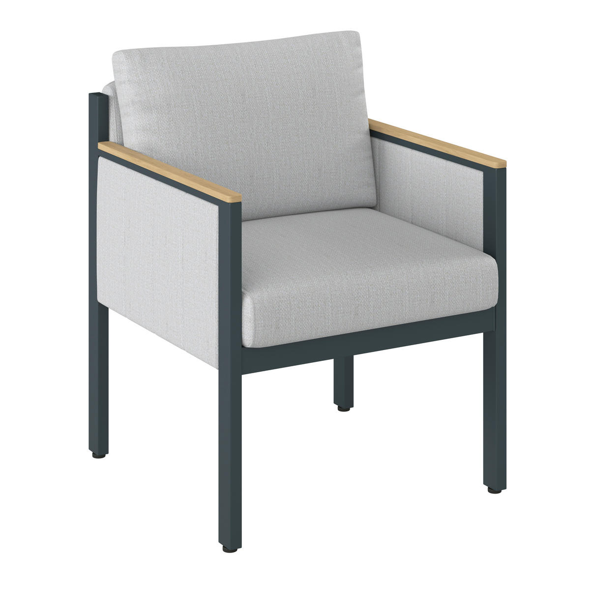 KŘESLO NA TERASU, dřevo, kov, textil - šedá/barvy teak, Design, kov/dřevo (61,5/73/65cm) - Amatio