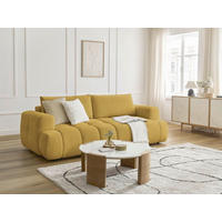 SCHLAFSOFA FUJI Leinenoptik Gelb  inkl.  - Gelb/Schwarz, MODERN, Kunststoff/Textil (251/113/88cm)