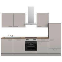 KÜCHENLEERBLOCK 300 cm   in Grau, Eiche dunkel  - Eiche dunkel/Edelstahlfarben, MODERN, Holzwerkstoff/Metall (300cm) - Nobilia