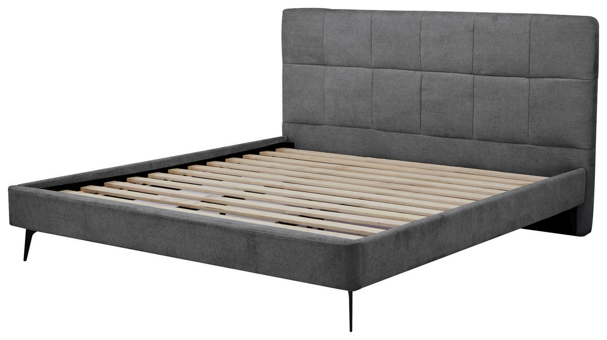 POLSTERBETT 180/200 cm  in Dunkelgrau  - Dunkelgrau/Schwarz, Design, Holz/Textil (180/200cm) - Boxxx
