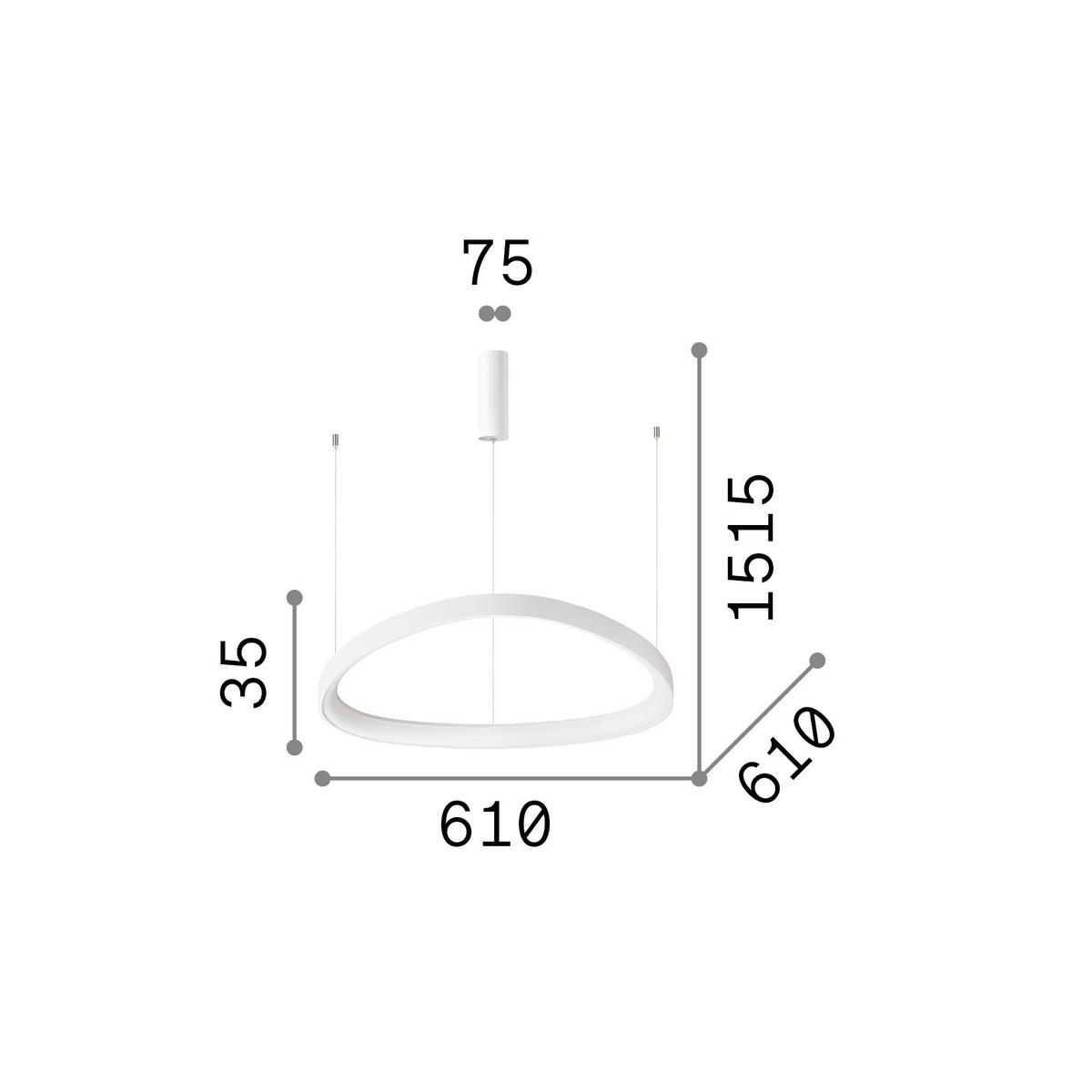 HÄNGELEUCHTE 61/28,5 - 200 cm  - Schwarz, Design, Kunststoff/Metall (61/28,5 - 200cm) - Ideal Lux