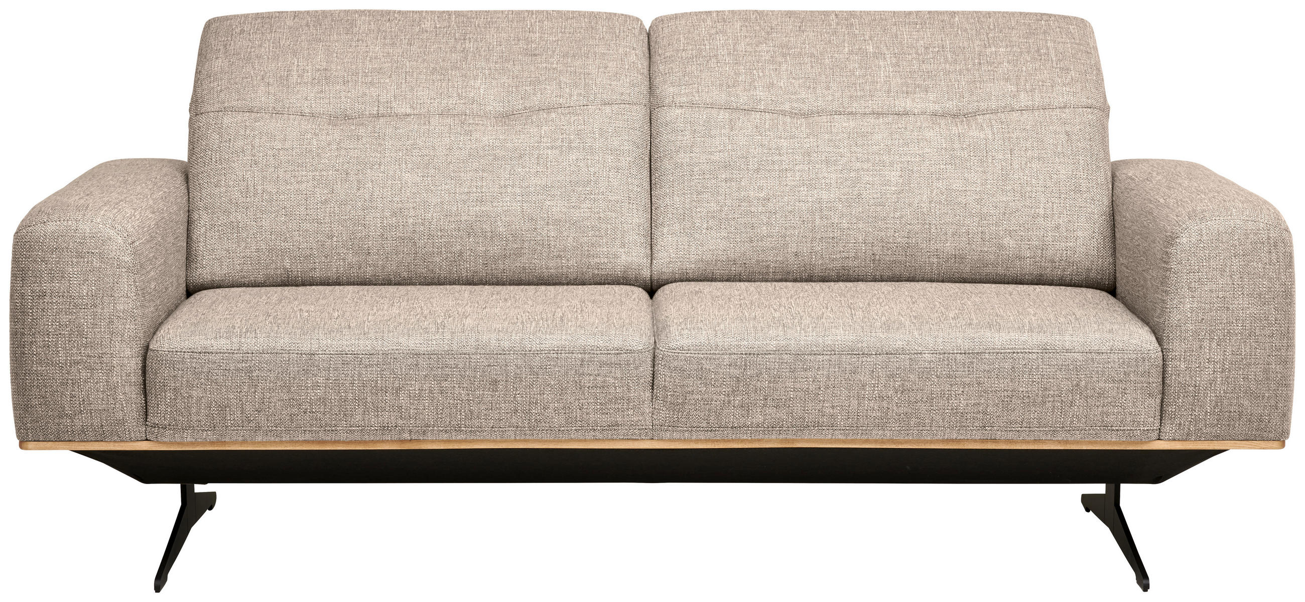 3-SITZER-SOFA Struktur Sandfarben  - Sandfarben/Schwarz, Design, Textil/Metall (205/76-97/102cm) - Novel