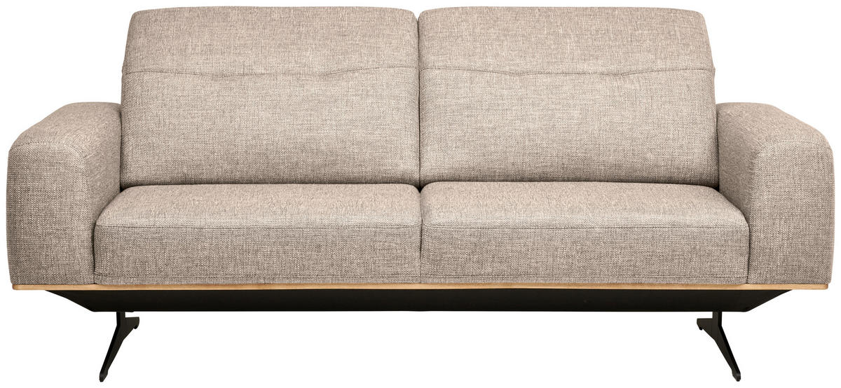 3-SITZER-SOFA Struktur Sandfarben  - Sandfarben/Schwarz, Design, Textil/Metall (205/76-97/102cm) - Novel