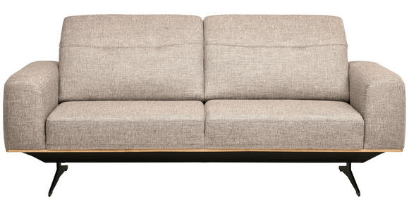 3-SITZER-SOFA in Struktur Sandfarben  - Sandfarben/Schwarz, Design, Textil/Metall (205/76-97/102cm) - Novel