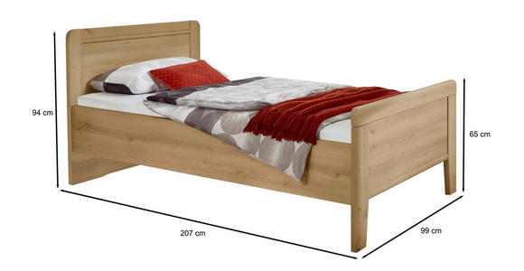 BETT 90/200 cm in Eiche Bianco - Eiche Bianco, KONVENTIONELL, Holzwerkstoff (90/200cm) - Venda