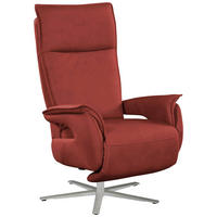 RELAXSESSEL Lederlook (vegan)    - Edelstahlfarben/Rot, MODERN, Textil/Metall (77/116/80cm) - Cantus