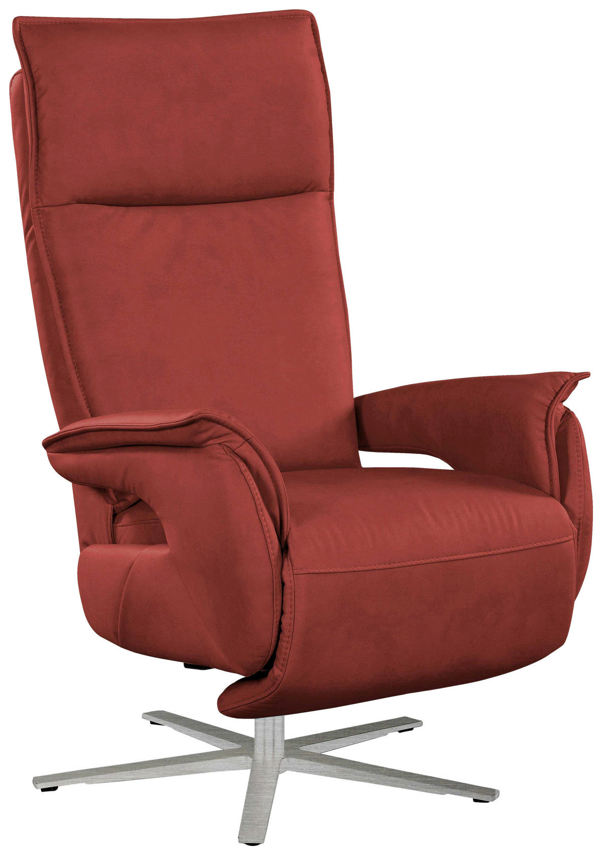 RELAXSESSEL Lederlook (vegan)    - Edelstahlfarben/Rot, MODERN, Textil/Metall (77/116/80cm) - Cantus