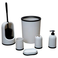 BAD-ACCESSOIRE-SET Kunststoff  - Schwarz/Weiß, Basics, Kunststoff - Sadena