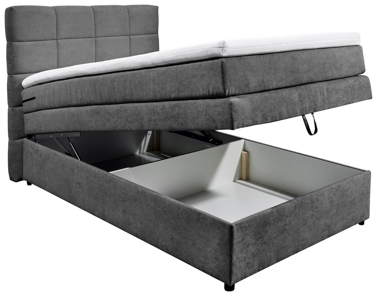 BOXSPRINGBETT 120/200 cm  in Anthrazit  - Anthrazit, Konventionell, Kunststoff (120/200cm) - MID.YOU