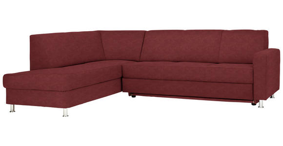 ECKSOFA in Flachgewebe Rot  - Chromfarben/Rot, Design, Textil/Metall (198/256cm) - Xora