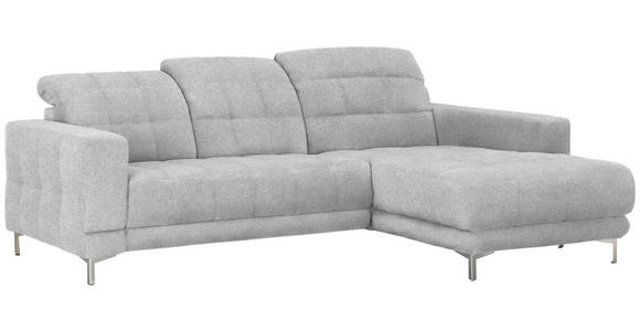 ECKSOFA in Webstoff Hellgrau  - Chromfarben/Hellgrau, Design, Textil/Metall (260/187cm) - Xora