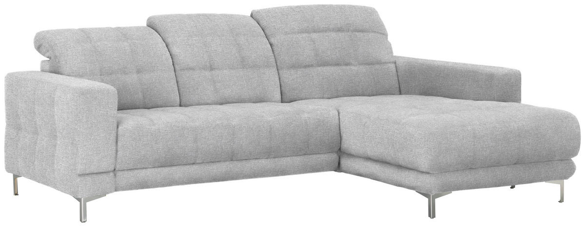 ECKSOFA in Webstoff Hellgrau  260/187 cm  - Chromfarben/Hellgrau, Design, Textil/Metall (260/187cm) - Xora