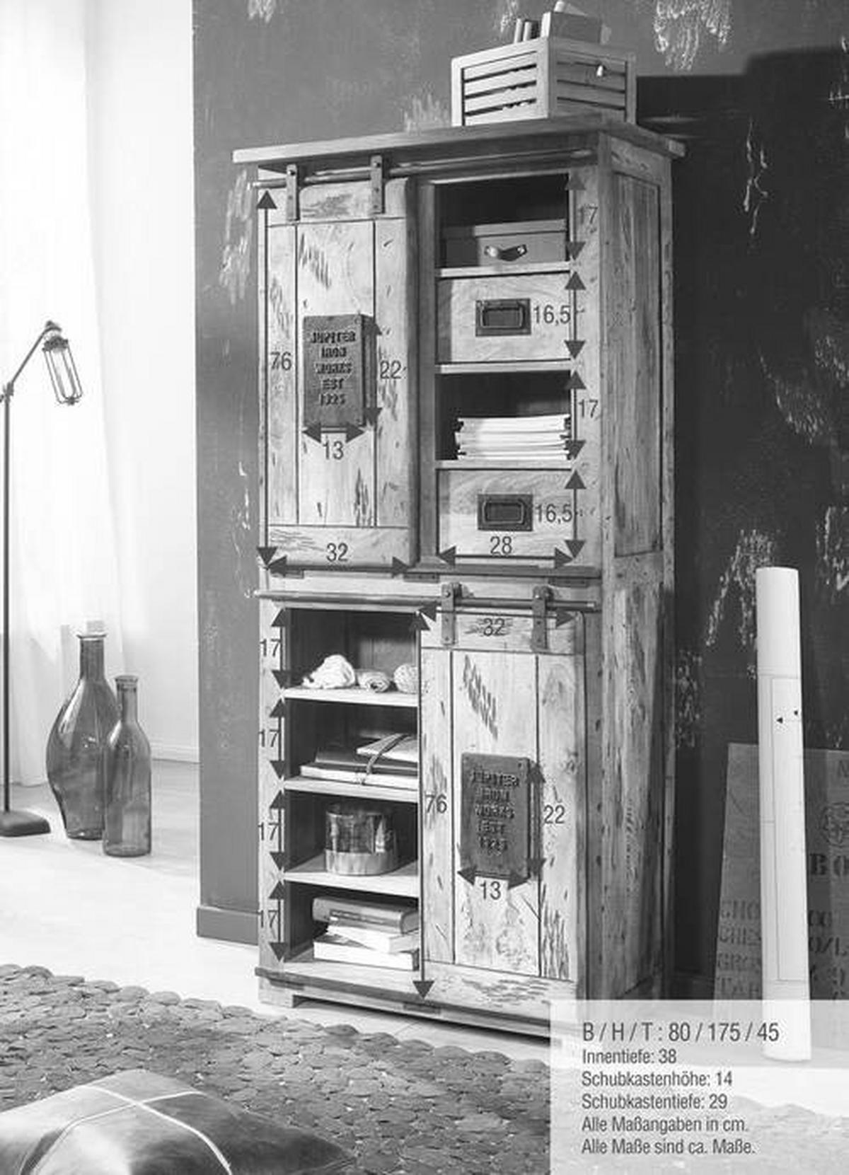 MEHRZWECKSCHRANK 80/175/45 cm  in Naturfarben  - Naturfarben, KONVENTIONELL, Holz/Metall (80/175/45cm) - Livetastic