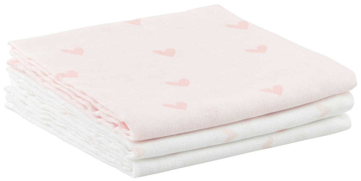 STOFFWINDEL   Ekologisk 3-teilig  - Rosa/Weiß, Basics, Textil (80/80cm) - Avelia