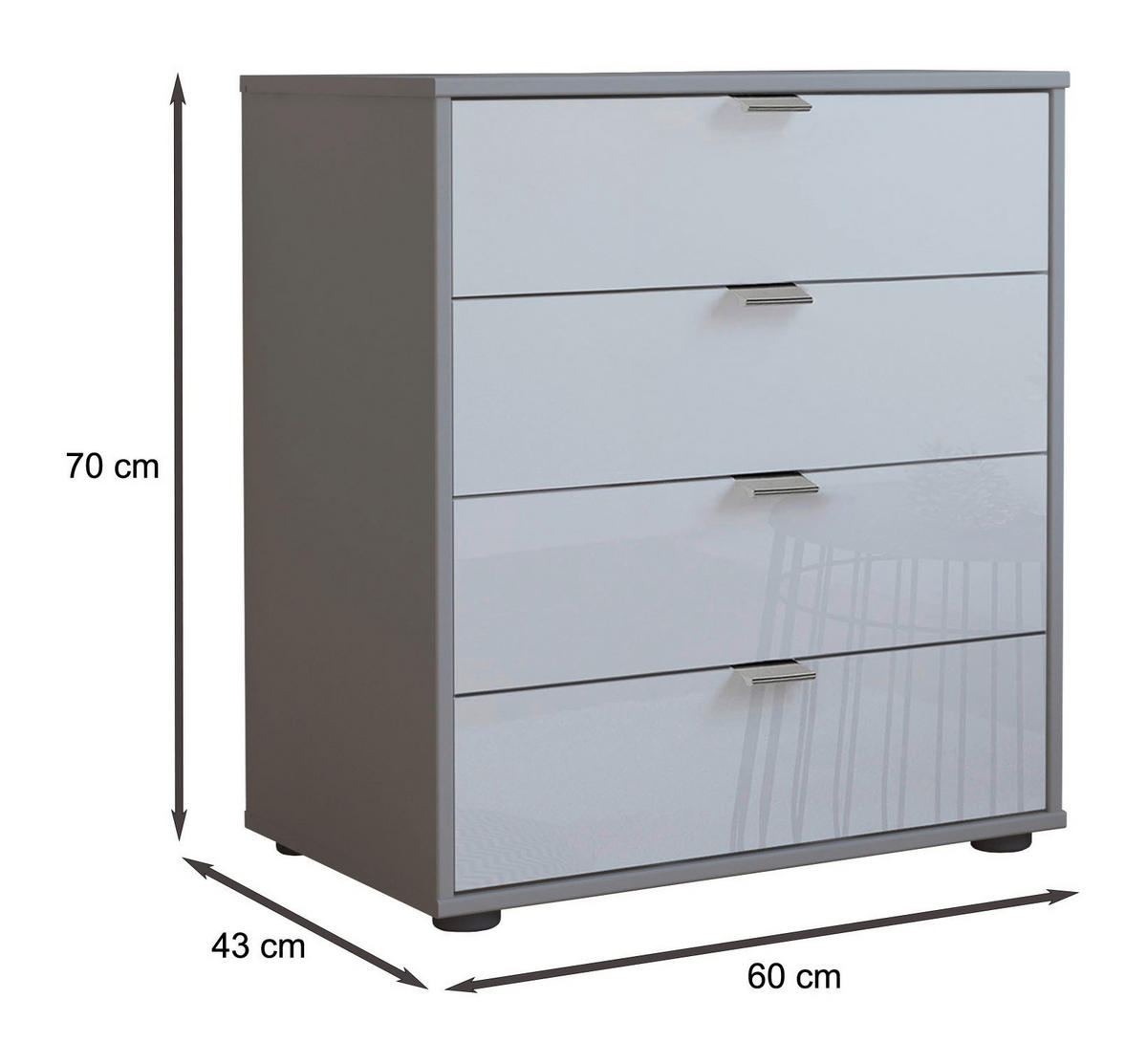 KOMMODE  in 60/70/43 cm  - Chromfarben/Schwarz, KONVENTIONELL, Glas/Holzwerkstoff (60/70/43cm) - Dieter Knoll