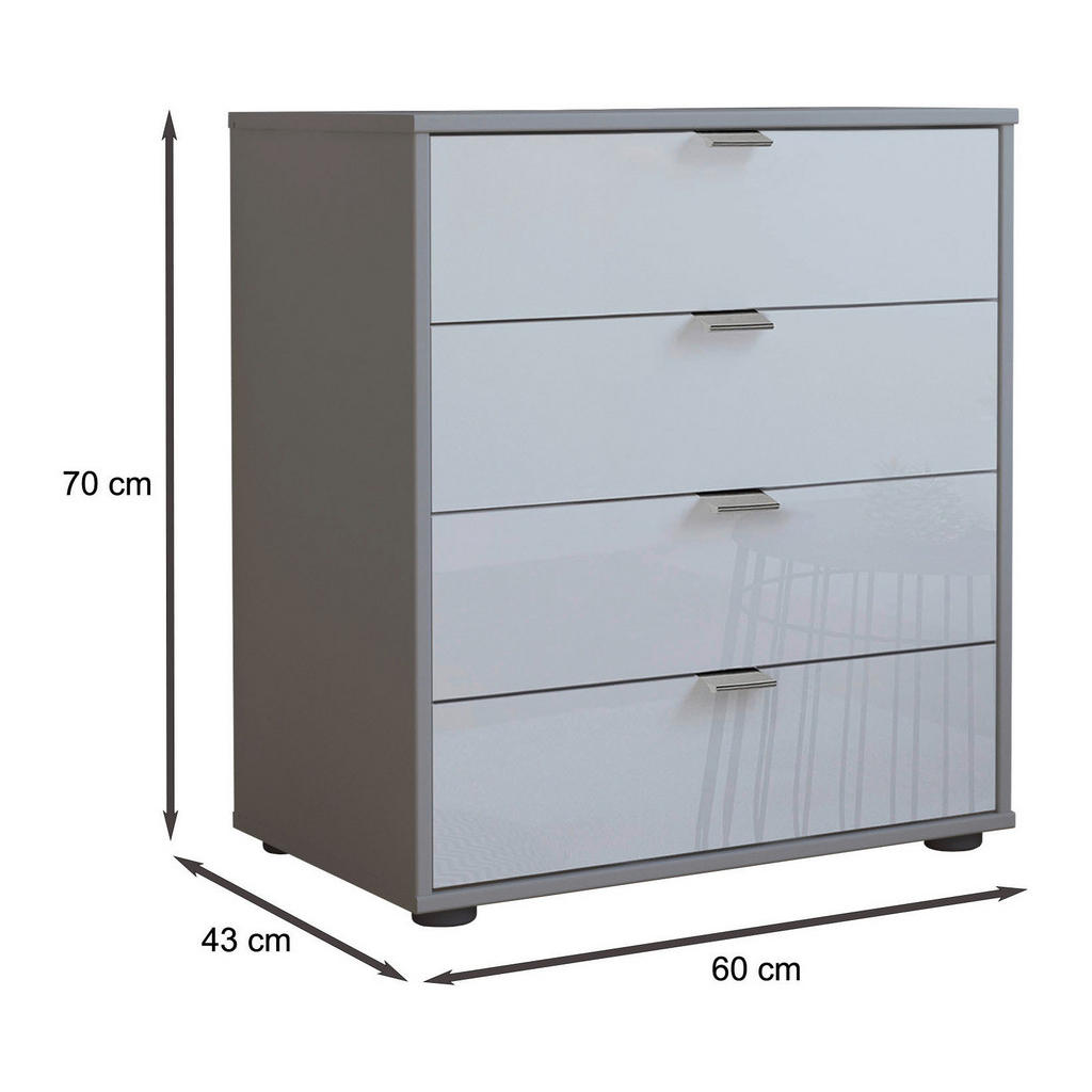 Thumbnail - Dieter Knoll Kommode, Weiß, Grau, Metall, 4 Schubladen, 60x70x43 cm, ISO 9001, Goldenes M, Made in Germany, stehend, Typ...
