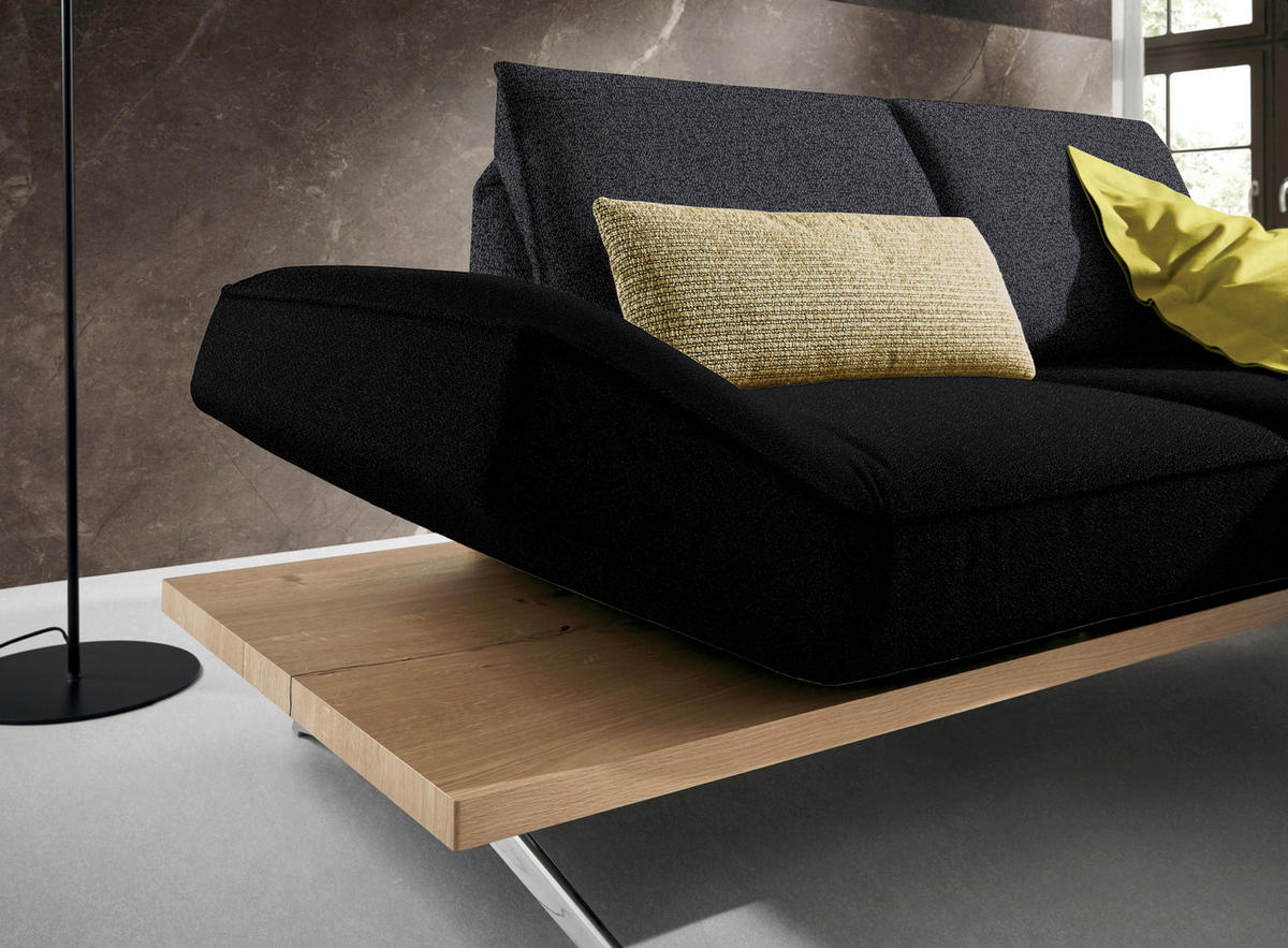 ECKSOFA in Flachgewebe Schwarz  - Chromfarben/Schwarz, Design, Holz/Textil (240/132cm) - Koinor