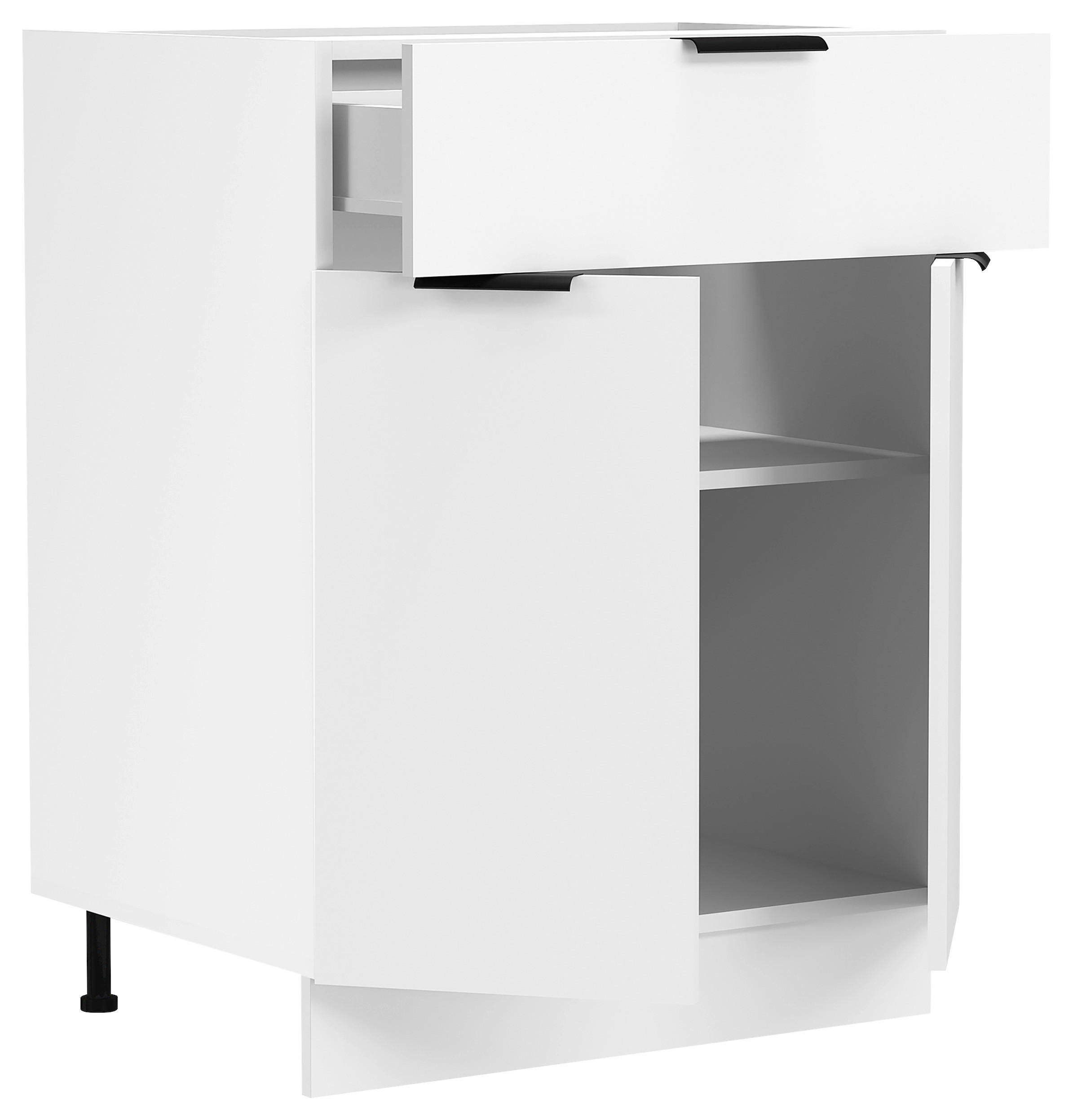 KÜCHENUNTERSCHRANK 60/82/46 cm  in Weiss  - Weiss/Schwarz, Trend, Holzwerkstoff/Kunststoff (60/82/46cm) - MID.YOU