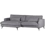 ECKSOFA Dunkelgrau Cord  - Dunkelgrau/Schwarz, LIFESTYLE, Textil/Metall (140/270cm) - Landscape