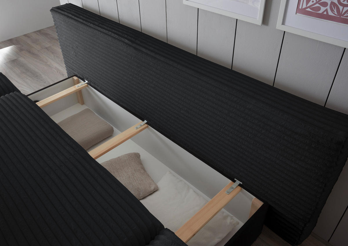 SCHLAFSOFA in Cord Schwarz  - Schwarz, Konventionell, Holz/Textil (212/88/101cm) - MID.YOU