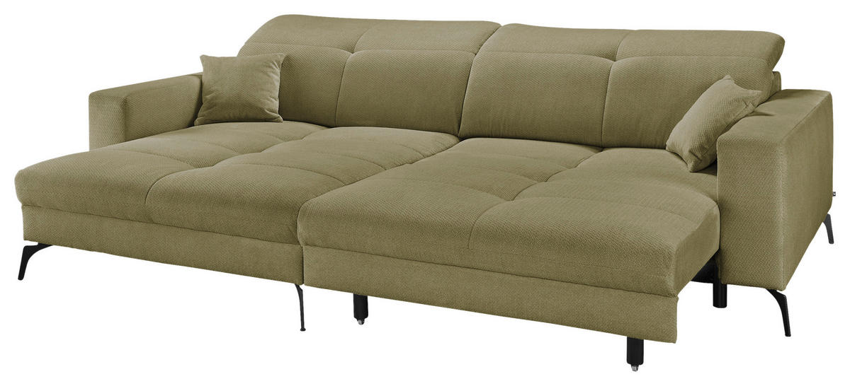 ECKSOFA Olivgrün Webstoff  - Schwarz/Olivgrün, KONVENTIONELL, Textil/Metall (180/285cm) - SetOne by Musterring