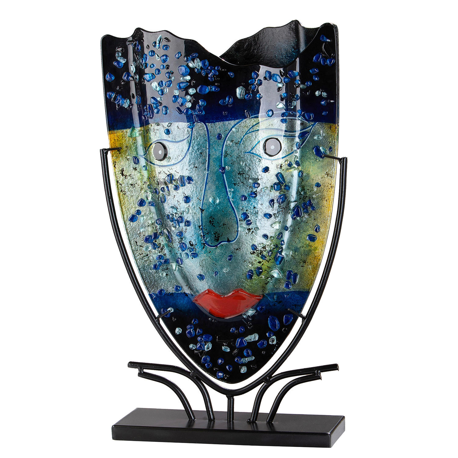BODENVASE MAGIC  - Blau/Schwarz, Basics, Glas/Metall (30/49/10,5cm)