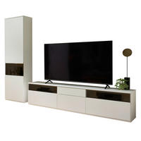 WOHNWAND  in Weiß  285/215/45 cm  - Schwarz/Weiß, KONVENTIONELL, Glas/Holzwerkstoff (285/215/45cm) - Venda