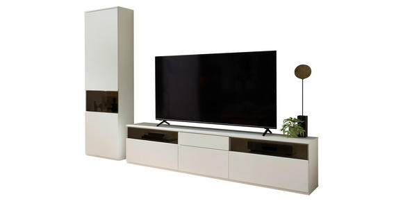 WOHNWAND  in Weiß  285/215/45 cm  - Schwarz/Weiß, KONVENTIONELL, Glas/Holzwerkstoff (285/215/45cm) - Venda