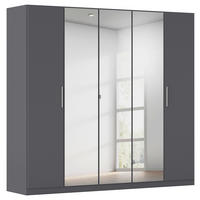 DREHTÜRENSCHRANK 226/210/54 cm,  in Grau, 5 Tür(en)  - Alufarben/Grau, KONVENTIONELL, Glas/Holzwerkstoff (226/210/54cm) - home24