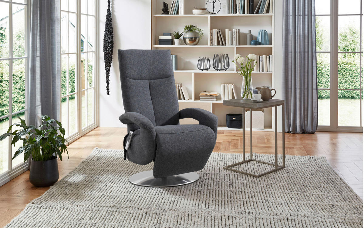 DREHSTUHL  in Flachgewebe Blaugrau  - Chromfarben/Blaugrau, Konventionell, Textil/Metall (74/112/82cm) - Sit & More