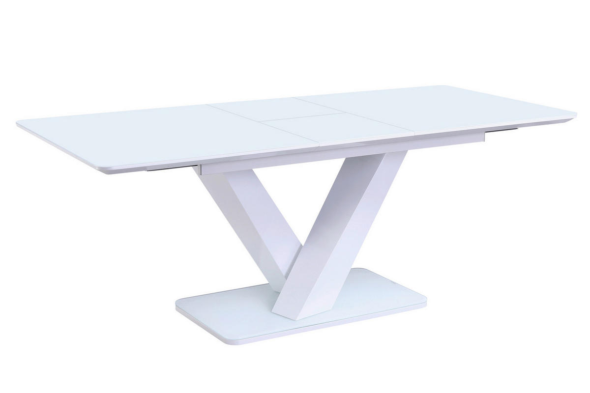 ESSTISCH in Glas, Holzwerkstoff  - Weiß, MODERN, Glas/Holzwerkstoff (160-200/90/77cm) - Livetastic